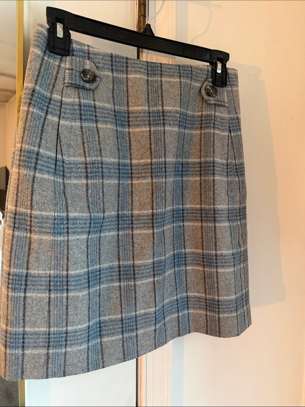 Banana Republic Gray and Blue Plaid Pencil Skirt